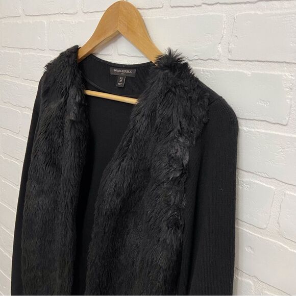 BANANA Republic black cardigan faux fur and cotton vest cardigan in XS - Picture 2 of 14